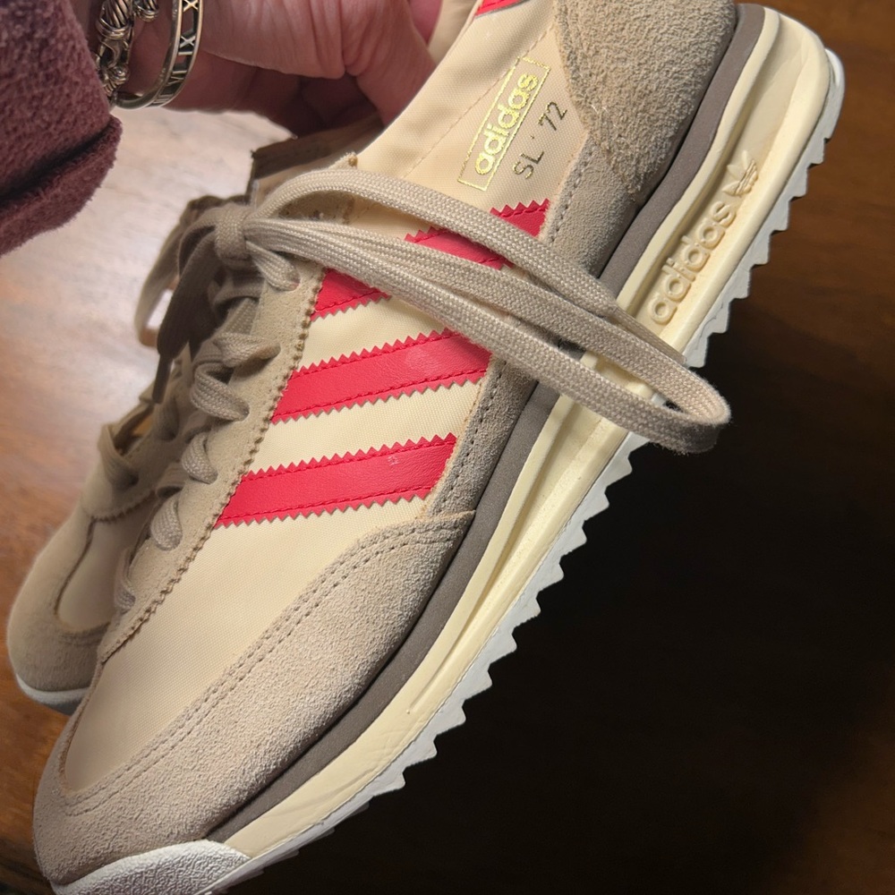 Adidas Women's SL 72 Cream and Red Sneakers